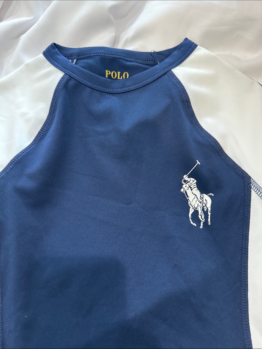 Ralph Lauren Polo Navy and White Raglan Swim Top